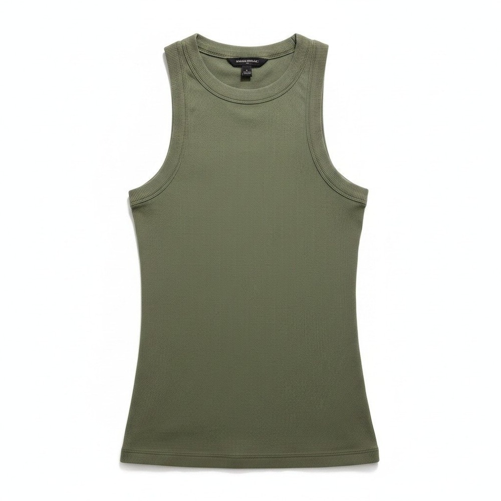 Banana Republic S Olive Green Womens Ribbed Racerback Tank Top Casual Minimalist